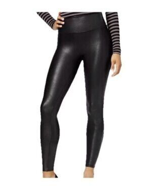 Spanx Black Faux Leather Biker Leggings Size 1X